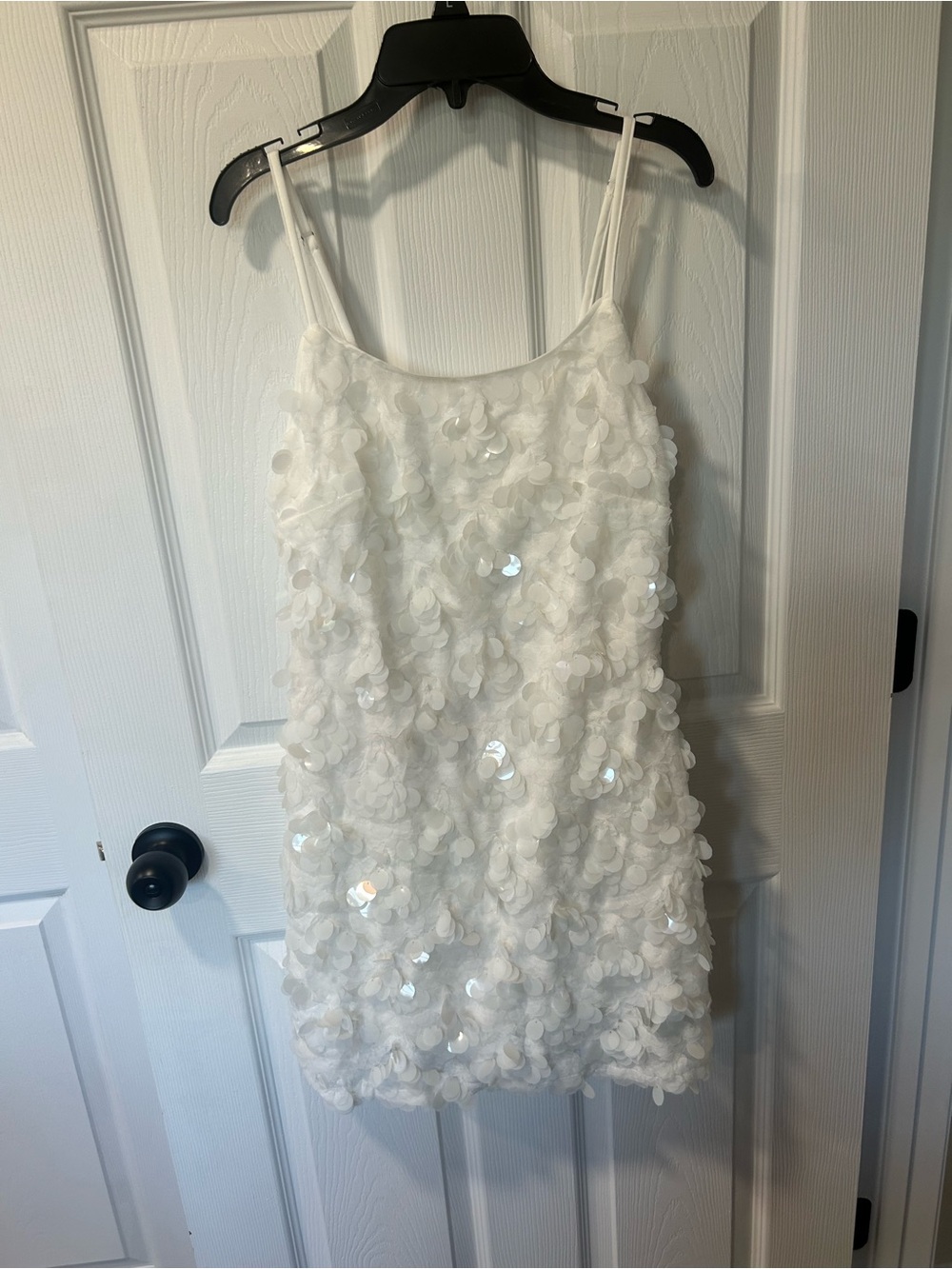 Sequin Mermaid Mini Dress in White